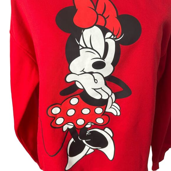 Disney Authentic Minnie Mouse Vintage Graphic Crewneck Sweatshirt Red Streetwear - Picture 2 of 12